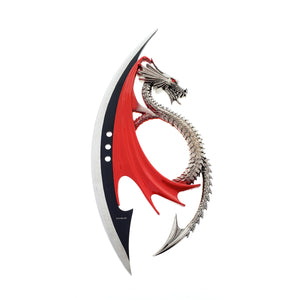 Twin Dragon Dagger with Engraved Wood Stand