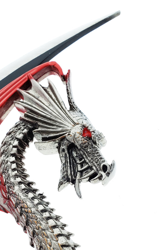 Twin Dragon Dagger with Engraved Wood Stand