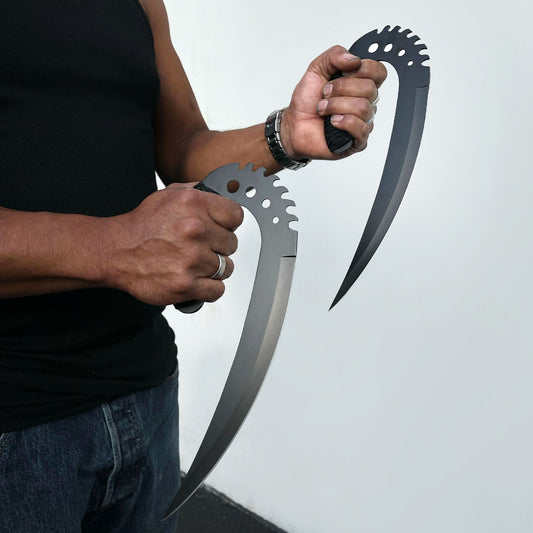 12.5" Black Twin Daggers with stand.