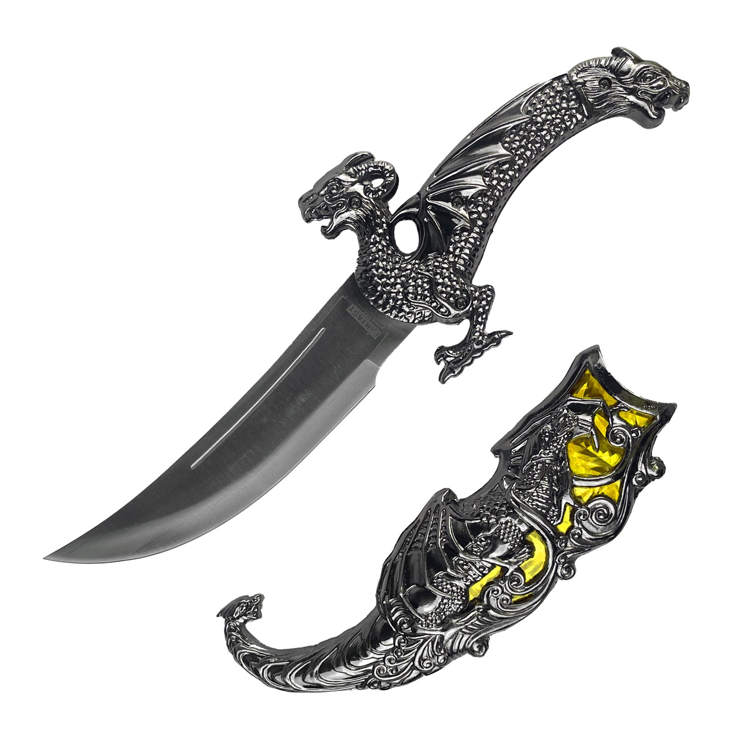 15" Blade Fantasy Dragon Dagger Gold Fitting