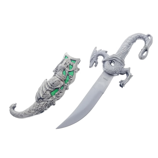 15" Blade Fantasy Dragon Dagger Green Fitting