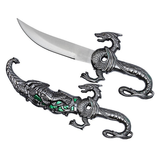 10" Fantasy Dragon Dagger Green Fitting