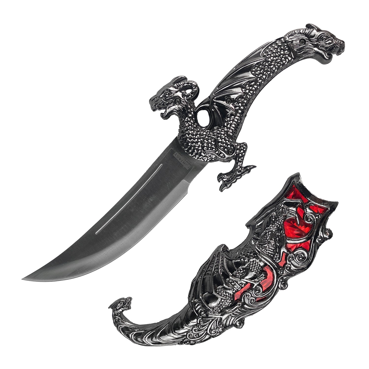 15" Blade Fantasy Dragon Dagger Red Fitting