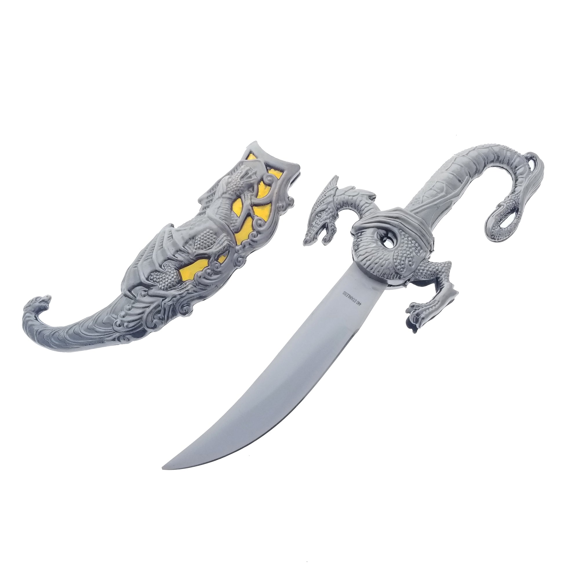 10" Fantasy Dragon Dagger Yellow Fitting