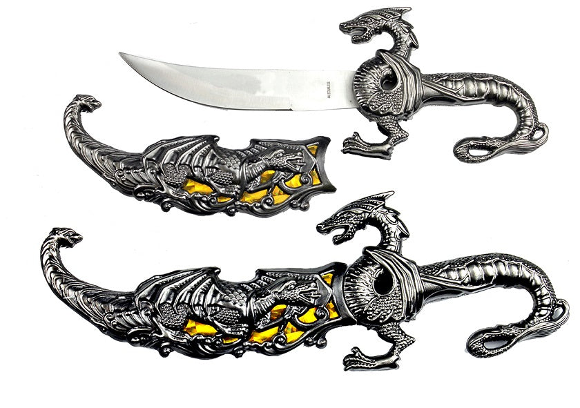 10" Fantasy Dragon Dagger Yellow Fitting