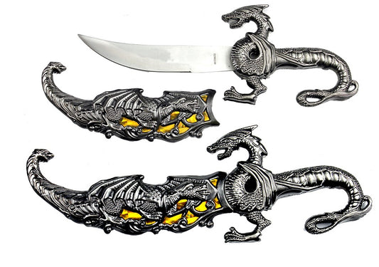 10" Fantasy Dragon Dagger Yellow Fitting