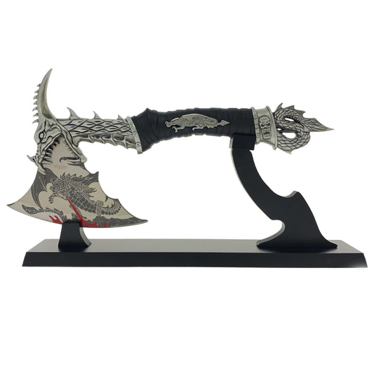 14" Stainless Steel Fire Dragon Axe with stand