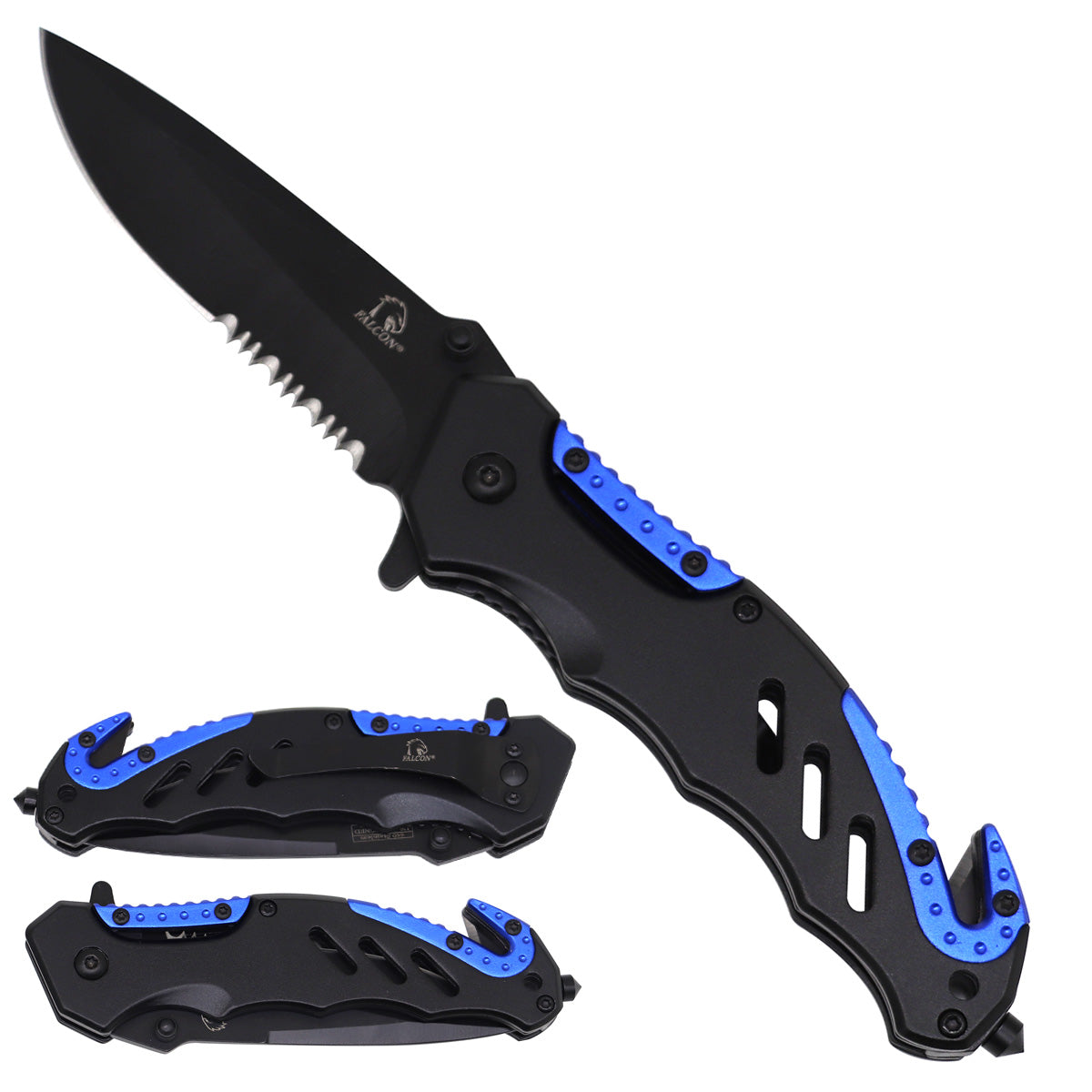 Falcon Spring-Assisted Knife, 3.25" Blade & Aluminum Handle | KS1015BL-1
