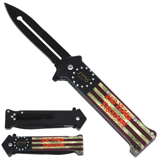 USA Flag Spring-Assisted Pocket Knife - FD-1 Design