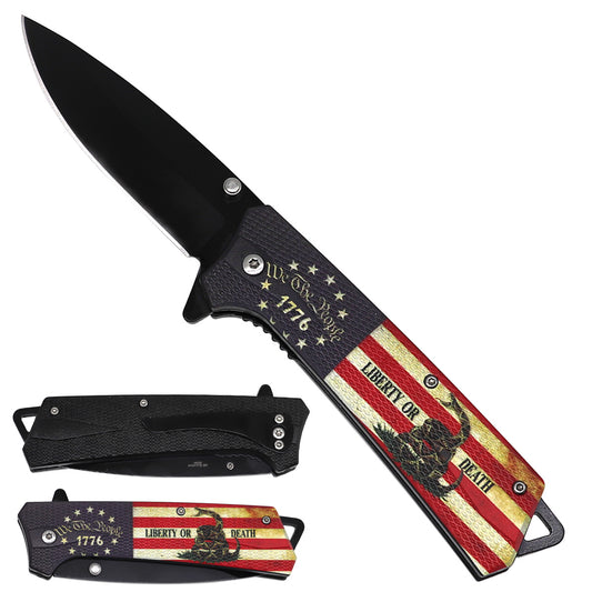USA Flag “Do Not Tread” Spring-Assisted Pocket Knife – Design 2