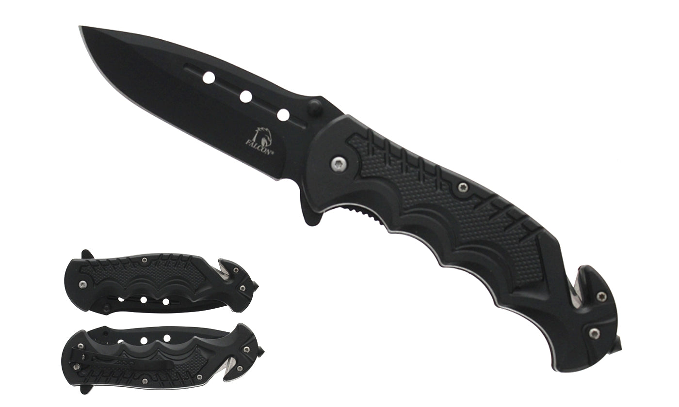 Falcon 8" Black Blade Spring Assisted Knife