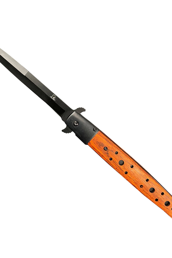 Stiletto Spring Assisted Pocket Knife - Wood Handle