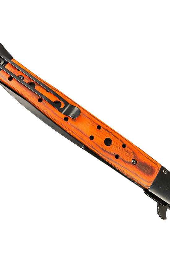 Stiletto Spring Assisted Pocket Knife - Wood Handle