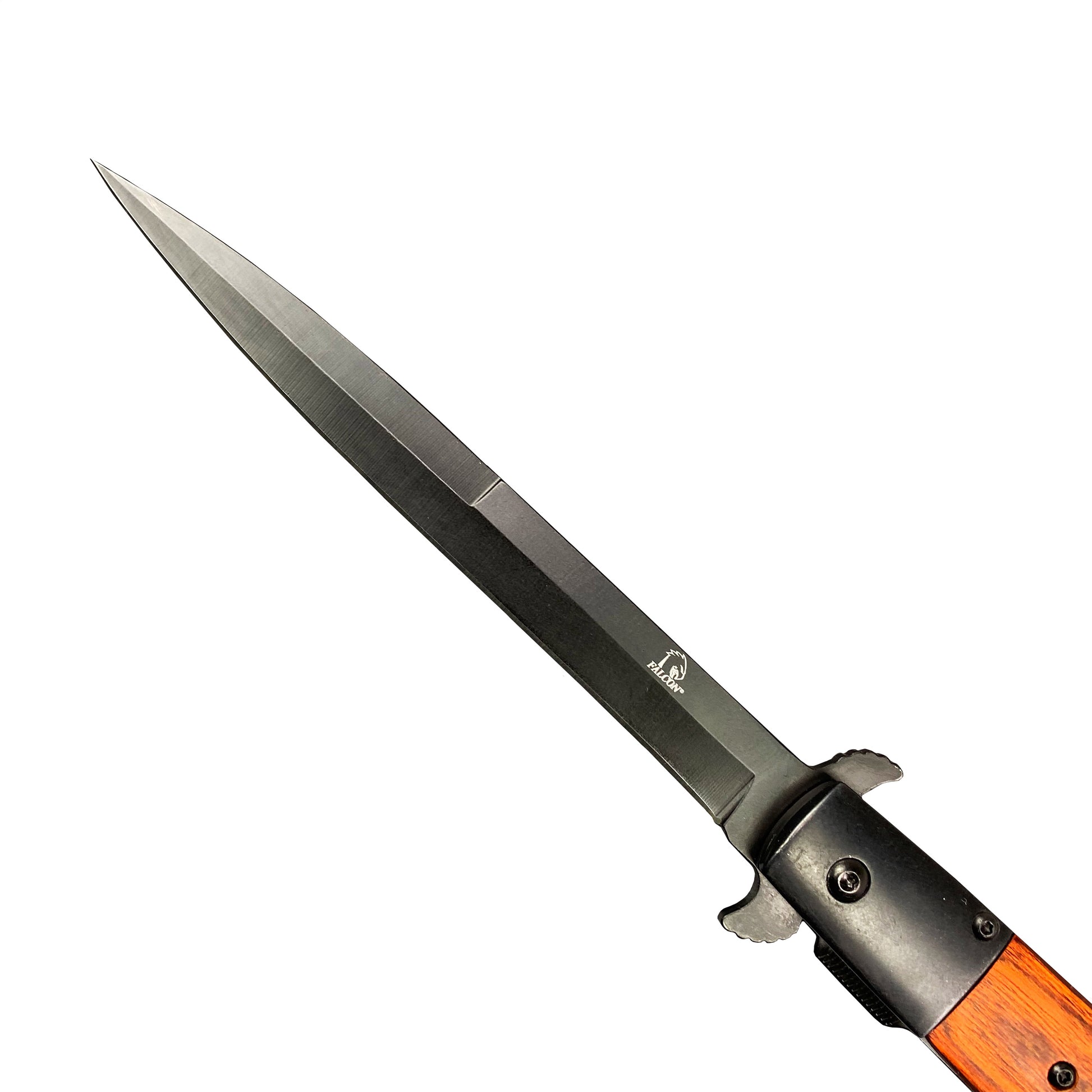 Stiletto Spring Assisted Pocket Knife - Wood Handle