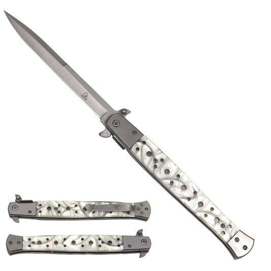 Falcon Spring Assisted Pocket Knife – Faux Marble Handle folding pocket knife product photo