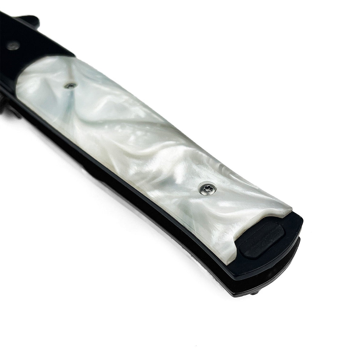 Falcon 4" Black Blade / White Marble Handle / Assisted Knife