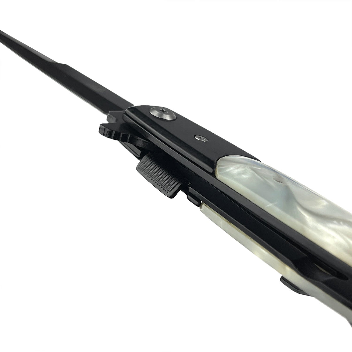 Falcon 4" Black Blade / White Marble Handle / Assisted Knife