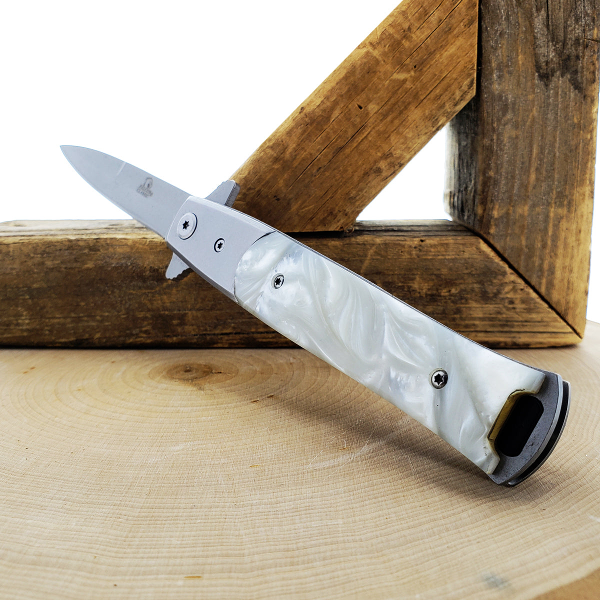 Falcon 8 3/4" White Spring Assisted Pocket Knife