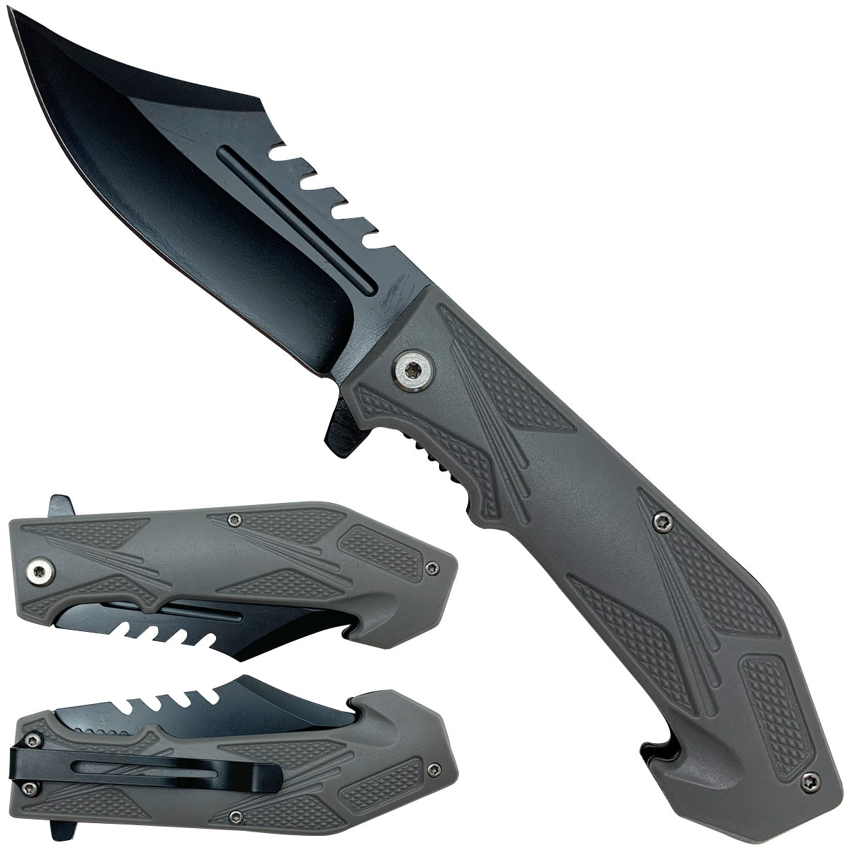 Spring-Assisted Pocket Knife, 4-Inch Blade & Gray Handle | KS1120GY