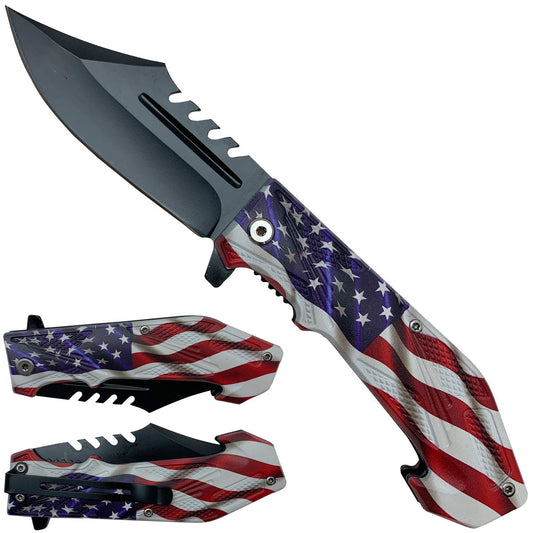 Spring-Assisted Pocket Knife, 4-Inch Blade & USA Flag Handle | KS1120UF