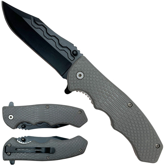 Spring-Assisted Pocket Knife, 4-Inch Blade & Gray Handle | KS1122GY