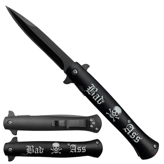 4" Black Blade / Bad Ass Handle / Assisted Knife