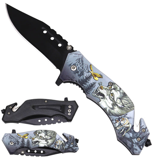Hunter Wolf Spring Assisted Pocket Knife folding pocket knife product photo