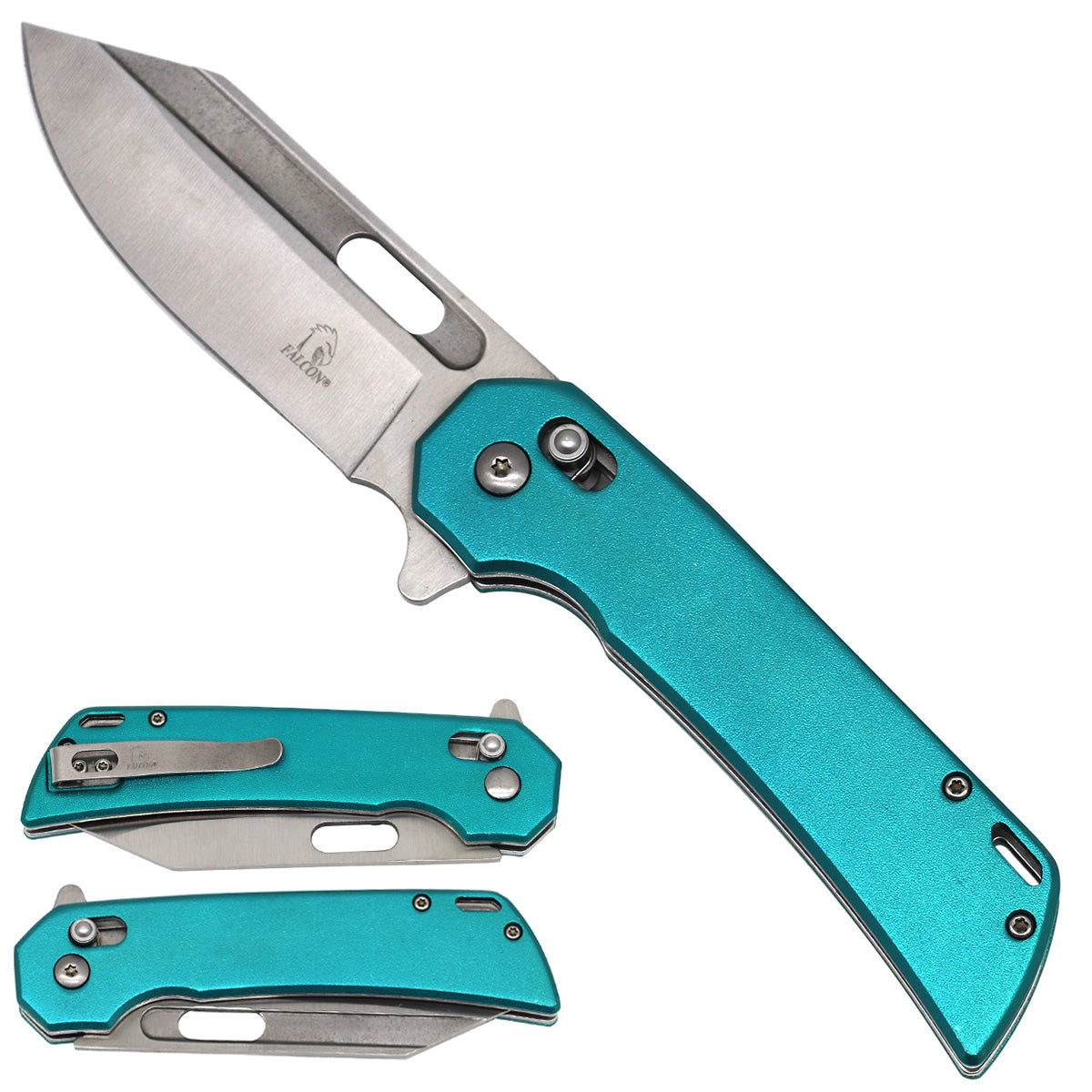 Falcon Teal Spring Assisted Pocket Knife with Lock Mechanism