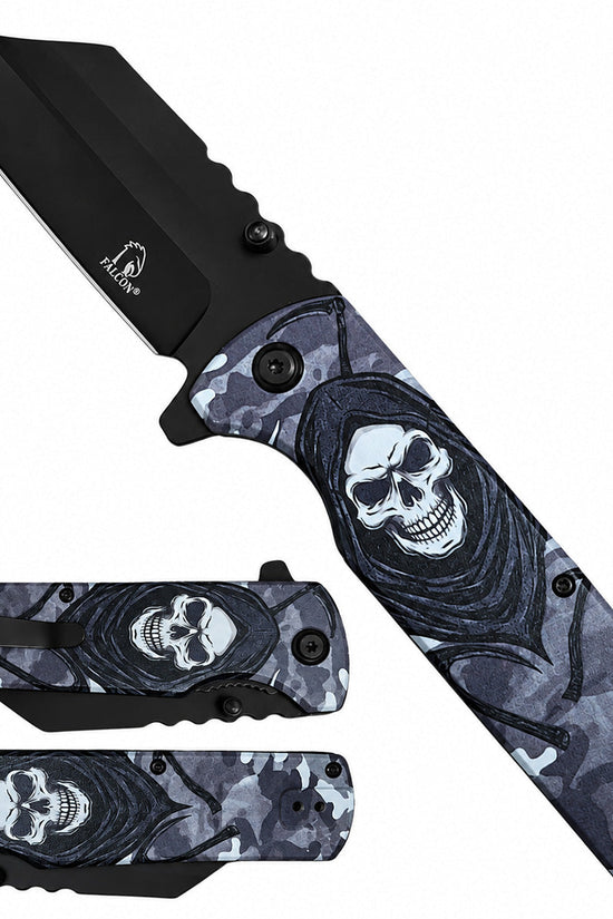Spring-Assisted Folding Knife with Grim Reaper Handle | KS1315GR-2