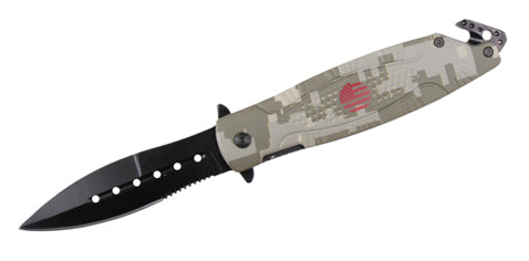 4 12" Blade Spring Assised Knife with camoflag handle