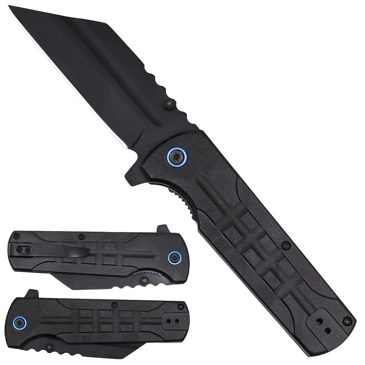 Spring Assisted Pocket Knife Textured Handle