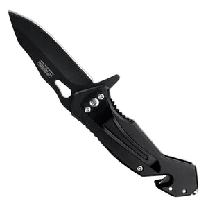 Black Spring Assisted Knife w/Cutter and Breaker