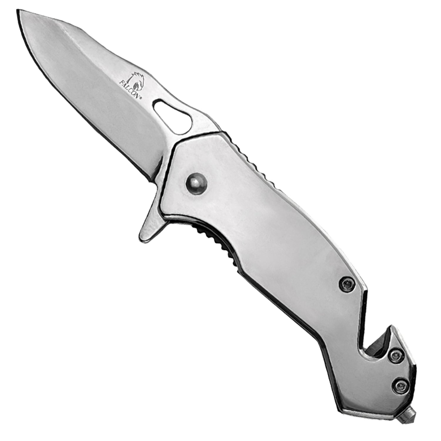 Falcon 6.25" Silver Stainless Blade Spring Assisted Knife