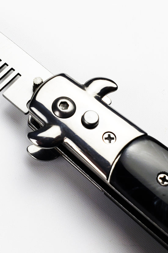 9 1/2" Button Press Blade Comb Faux Black Marble