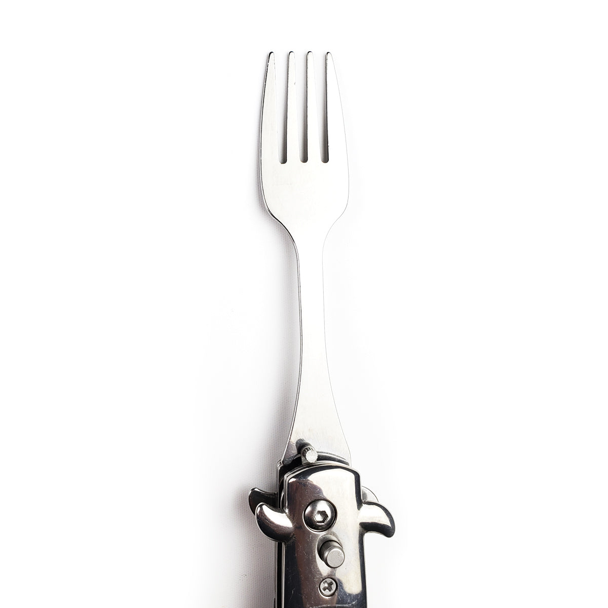 5" Spring Assisted Fork with faux black marble handle, Gift novelty knife
