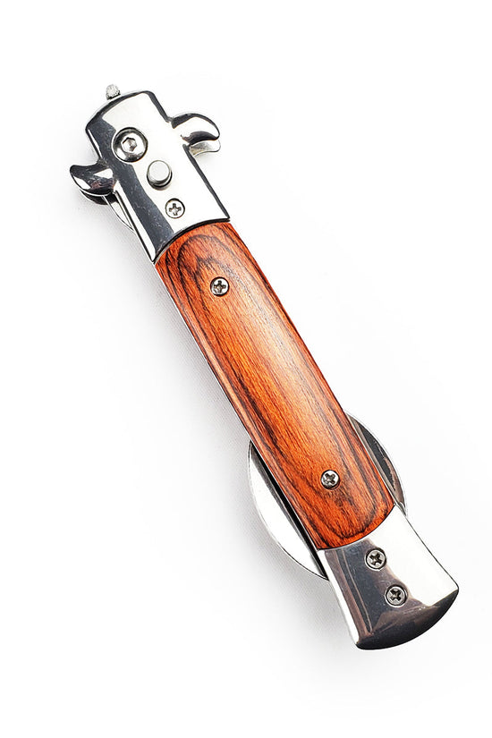 5" Spring Assisted Spoon with wood handle, Gift novelty knife