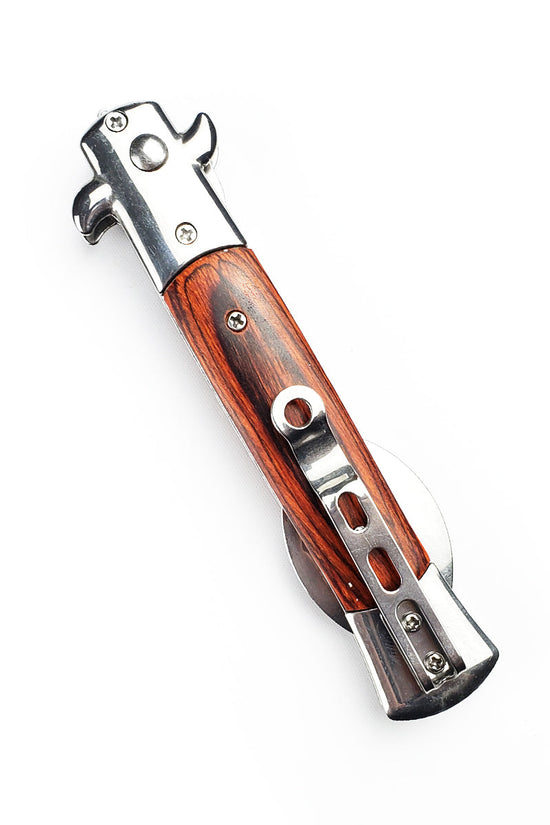 5" Spring Assisted Spoon with wood handle, Gift novelty knife