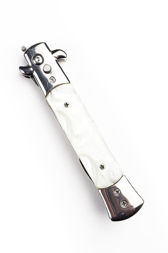Switchblade Fork with Faux White Marble Handle
