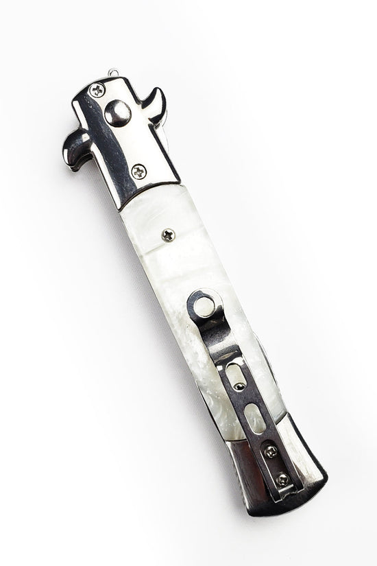 Switchblade Fork with Faux White Marble Handle