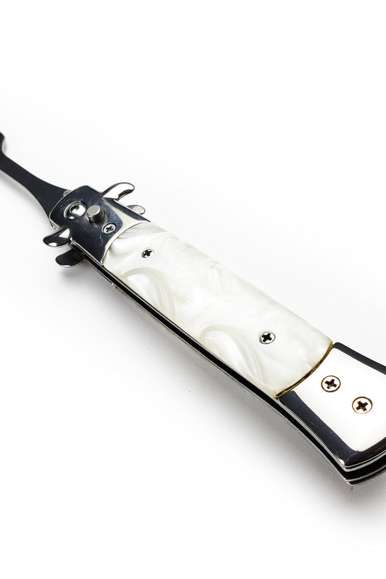 Switchblade Fork with Faux White Marble Handle