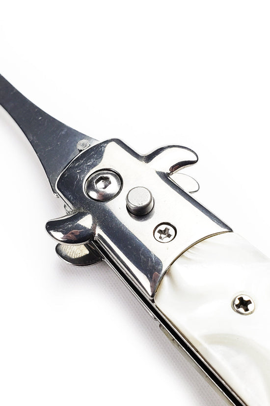 Switchblade Fork with Faux White Marble Handle