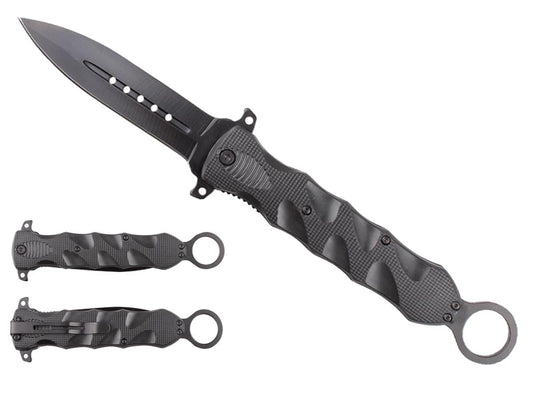 10" Pocket Knife with belt clip, black handle