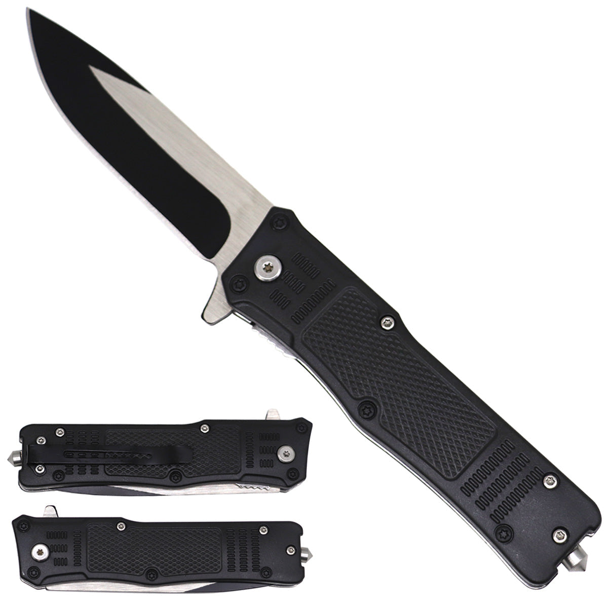 Black Handle Spring Assisted Pocket Knife