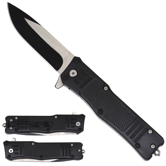 Black Handle Spring Assisted Pocket Knife