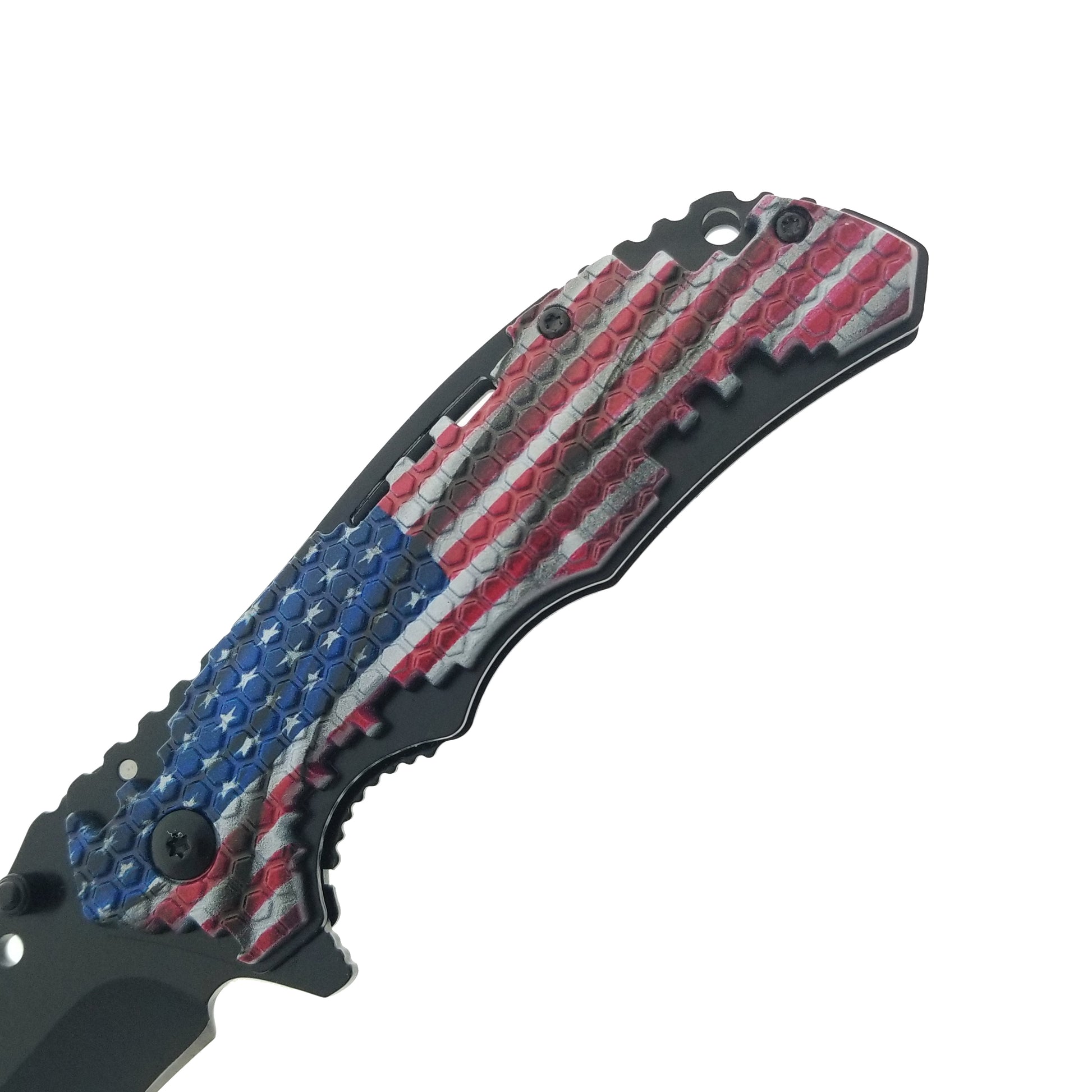 8.25" Spring Assisted Pocket Knife US Flag ABS handle