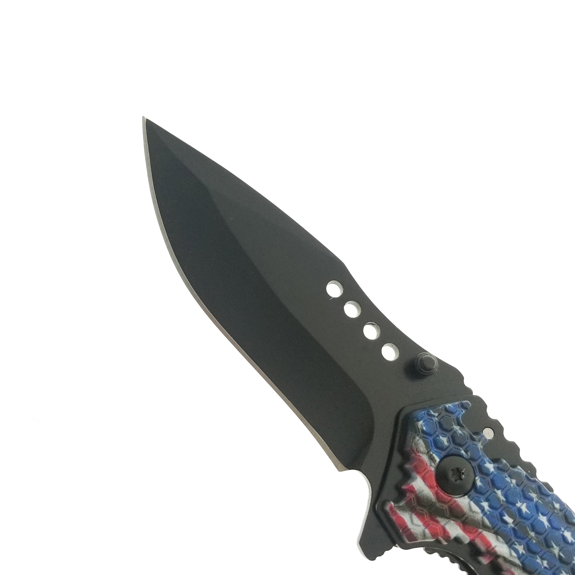 8.25" Spring Assisted Pocket Knife US Flag ABS handle