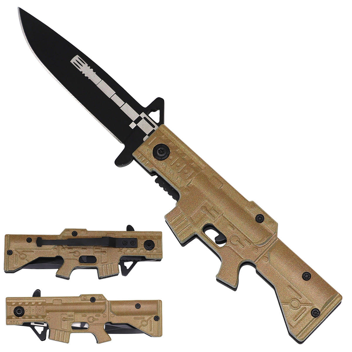 Black Gun Style Folding Knife