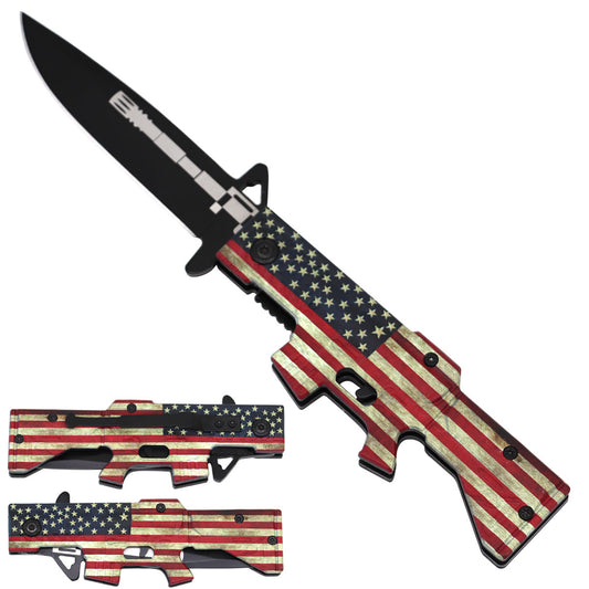 USA Flag Gun Style Folding Knife