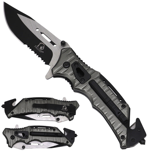 Falcon Spring Assisted Pocket Knife with Serrated Blade
