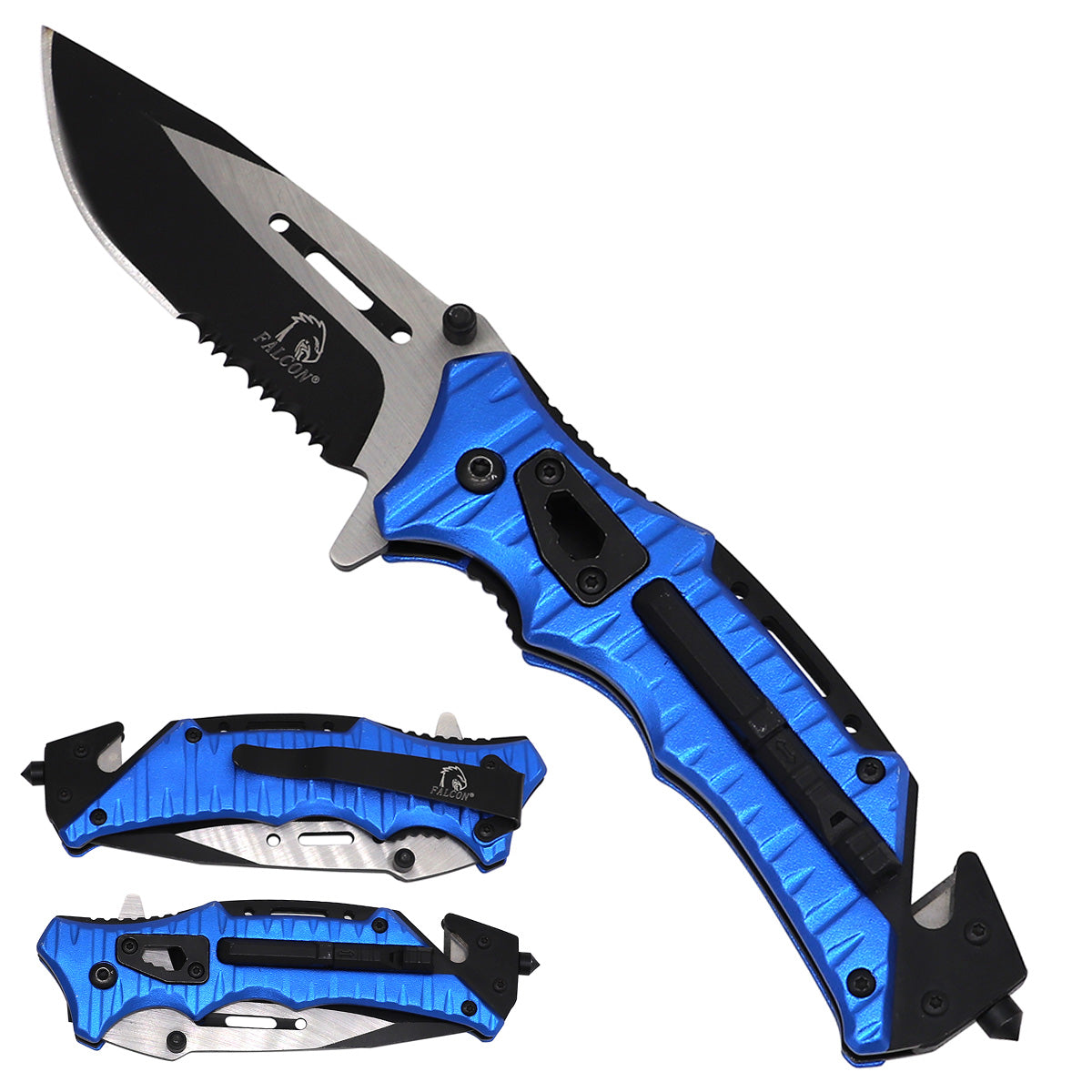 Falcon Spring Assisted Pocket Knife with Serrated Blade